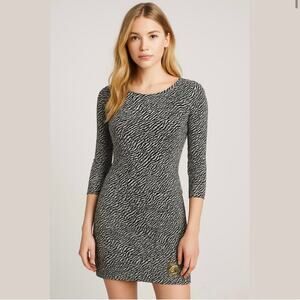 MICHAEL KORS Black & White Zebra Rhinestone Dress Small